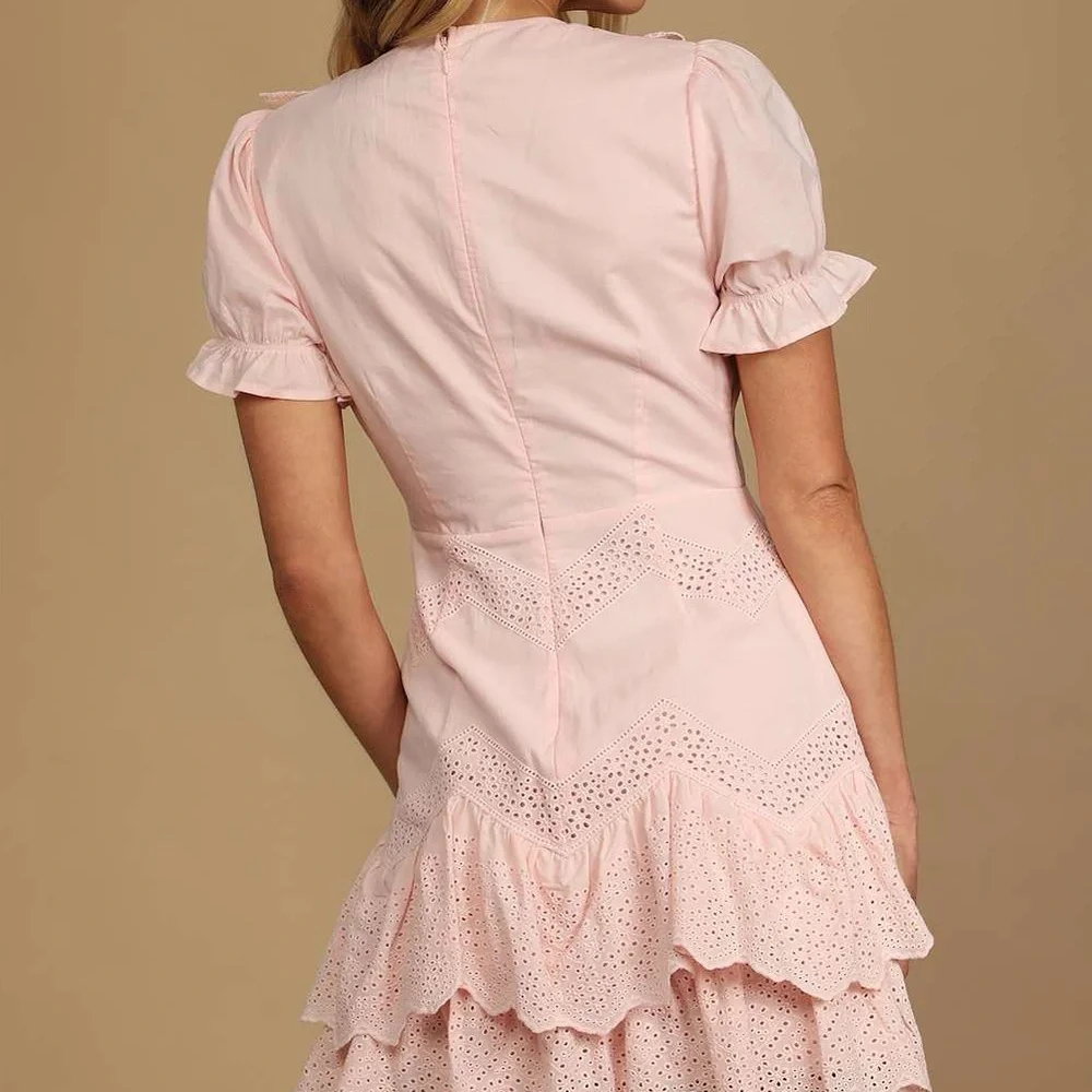 Lulu's Blush Pink Ruffle Mini Dress - Picture 4 of 9